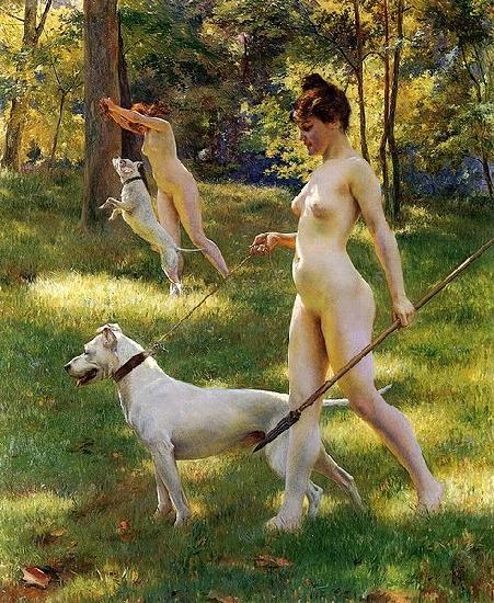 Julius L.Stewart Nymphs Hunting or Hunting oil painting image